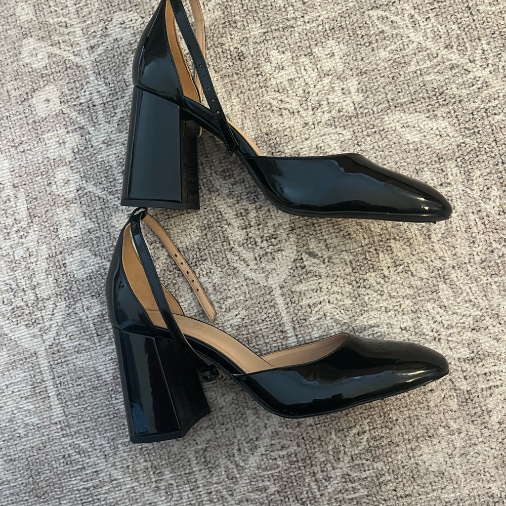 Boden Black Block Heel Pumps with Patent Finish